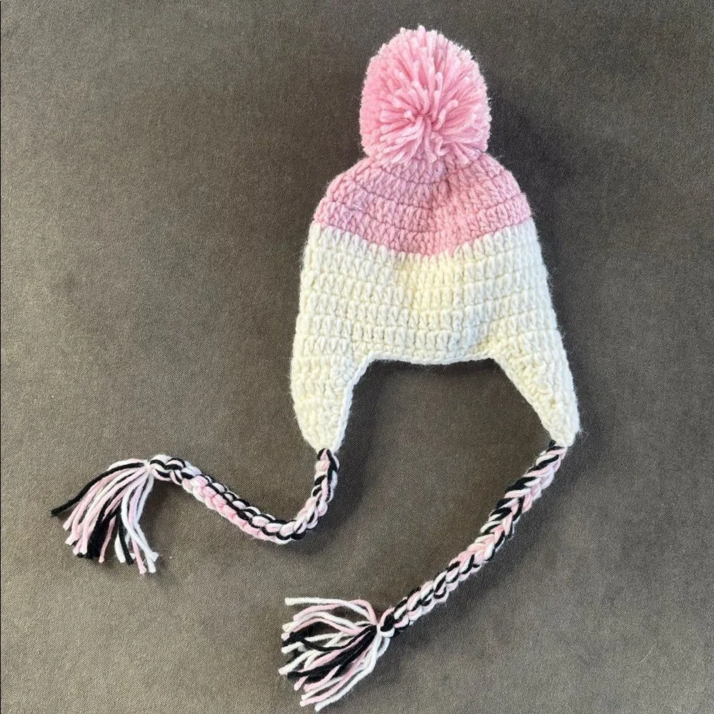 Daisy Baby Infant Toddler Snowman Beanie Hat Pink with Pom 6-12 months NEW